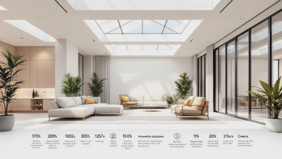 landed house design: living room area with skylights for natural light