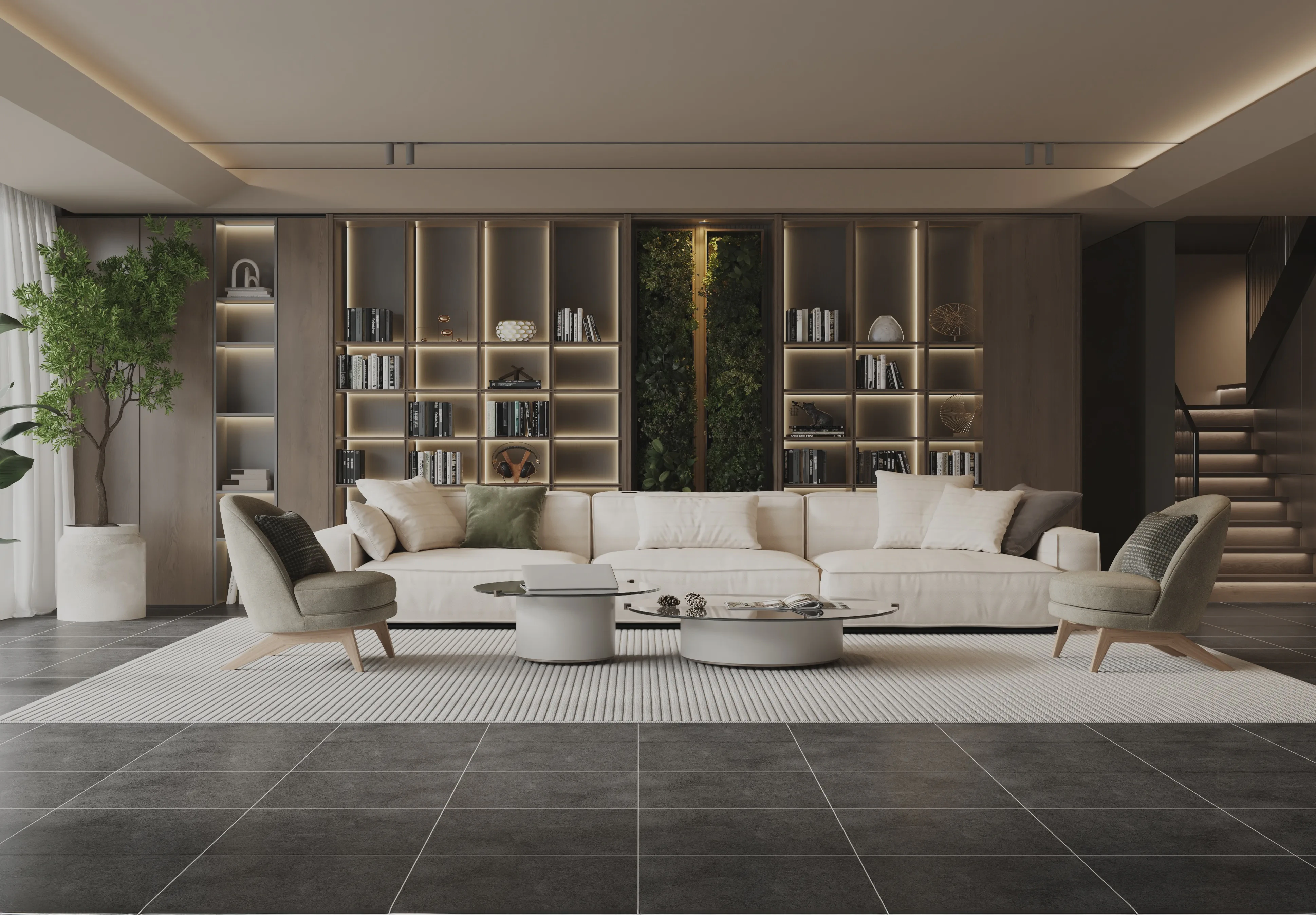 Luxury living room interior in a landed house designed by a renovation contractor in Singapore